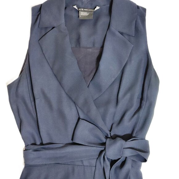 Armani Exchange Women’s Navy Faux Wrap Collared V Neck Dress Size 0 Excellent - Picture 4 of 9